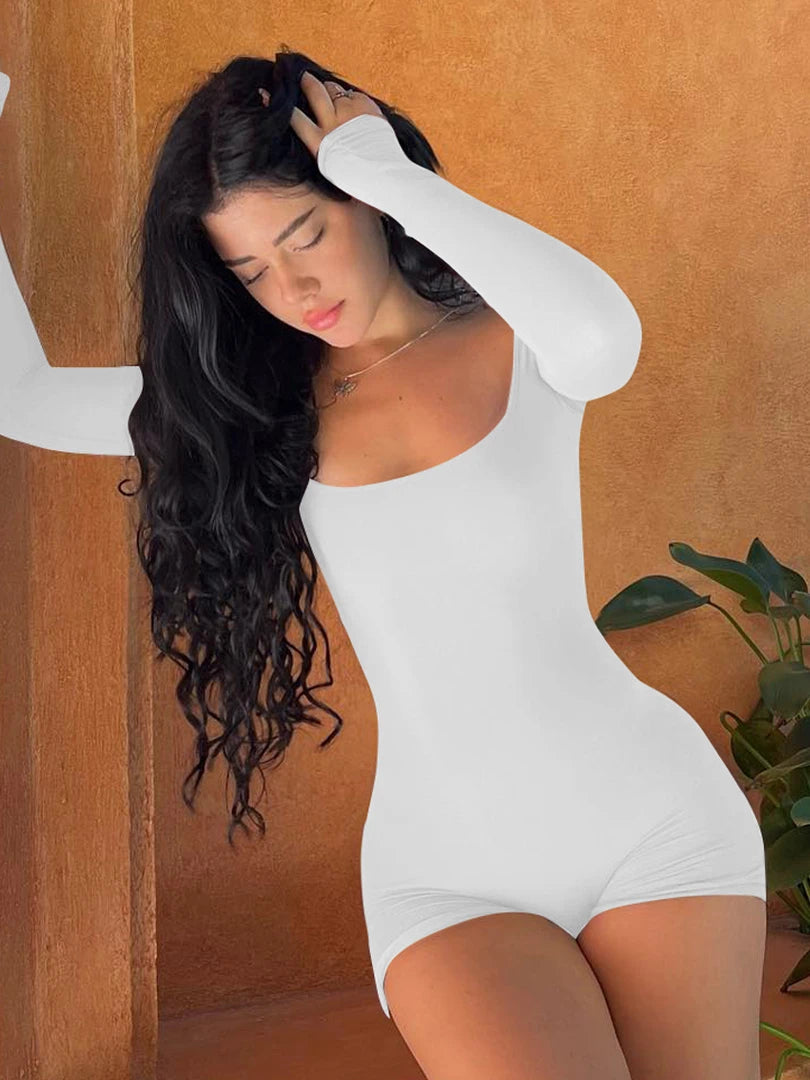 Long Sleeves Backless Solid Lace up Sexy Slim Skinny Playsuit 2024 Fall Women Fashion Y2K Streetwear Party Club Rompe