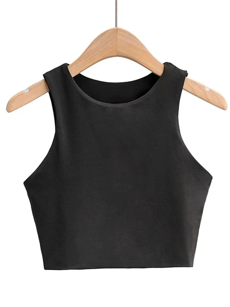 2023 Summer Fashion Women Sexy Slim Tops O-Neck Sleeveless Double Nylon Ladies Good Quality Tank Tops 6 Colors