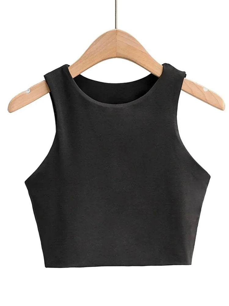 2023 Summer Fashion Women Sexy Slim Tops O-Neck Sleeveless Double Nylon Ladies Good Quality Tank Tops 6 Colors