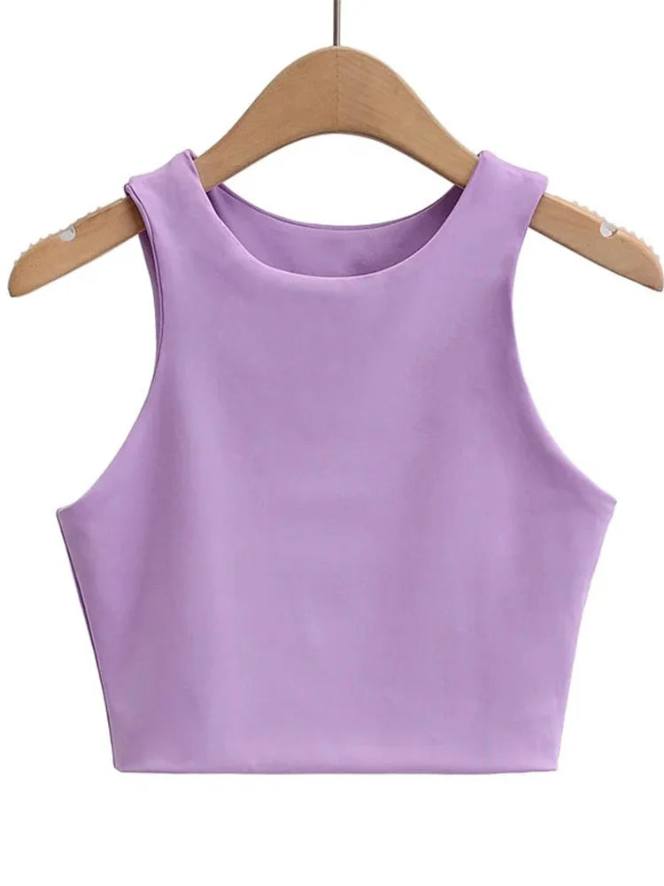 2023 Summer Fashion Women Sexy Slim Tops O-Neck Sleeveless Double Nylon Ladies Good Quality Tank Tops 6 Colors