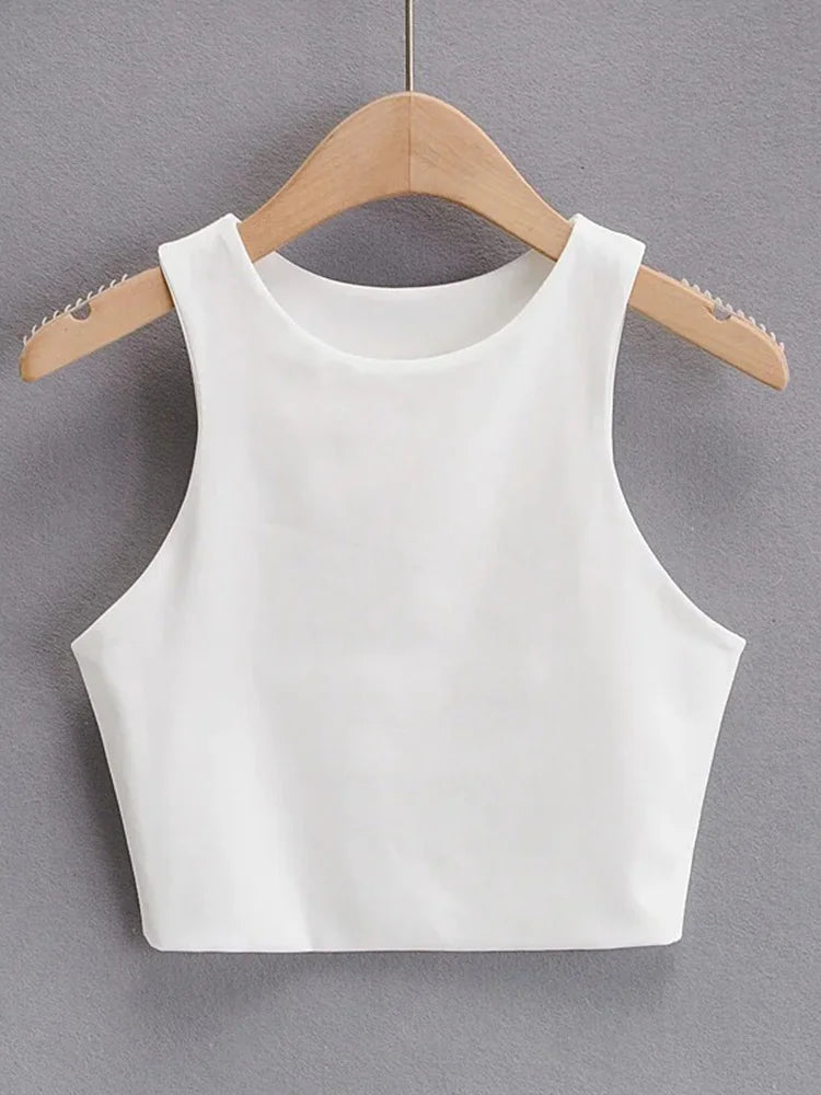 2023 Summer Fashion Women Sexy Slim Tops O-Neck Sleeveless Double Nylon Ladies Good Quality Tank Tops 6 Colors